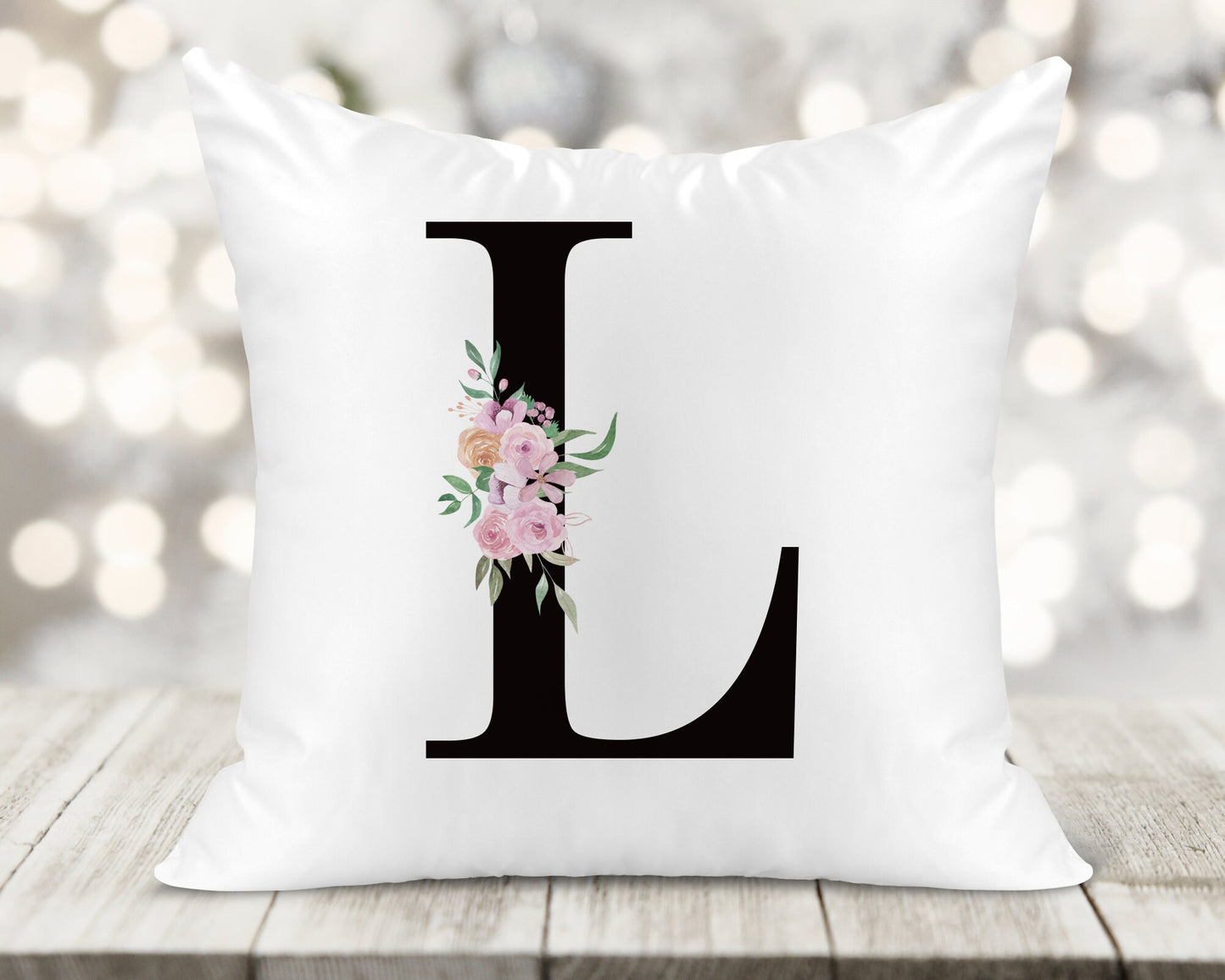 Initial Printed Cushion Cover - Black