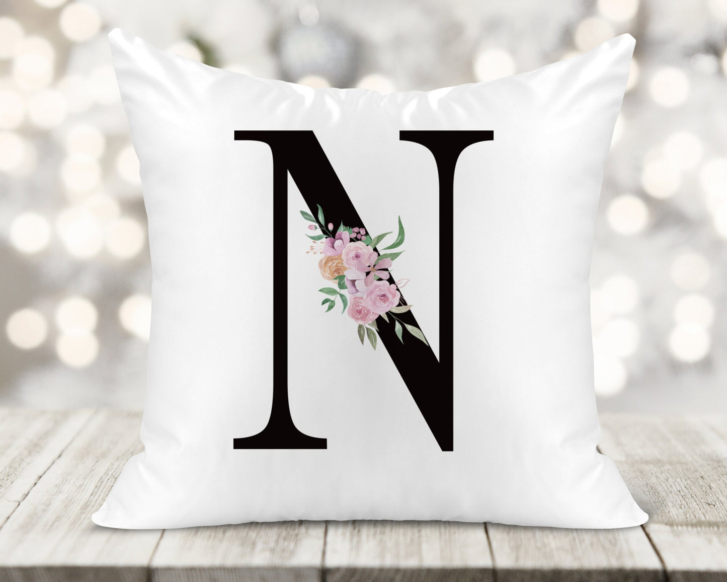 Initial Printed Cushion - Black
