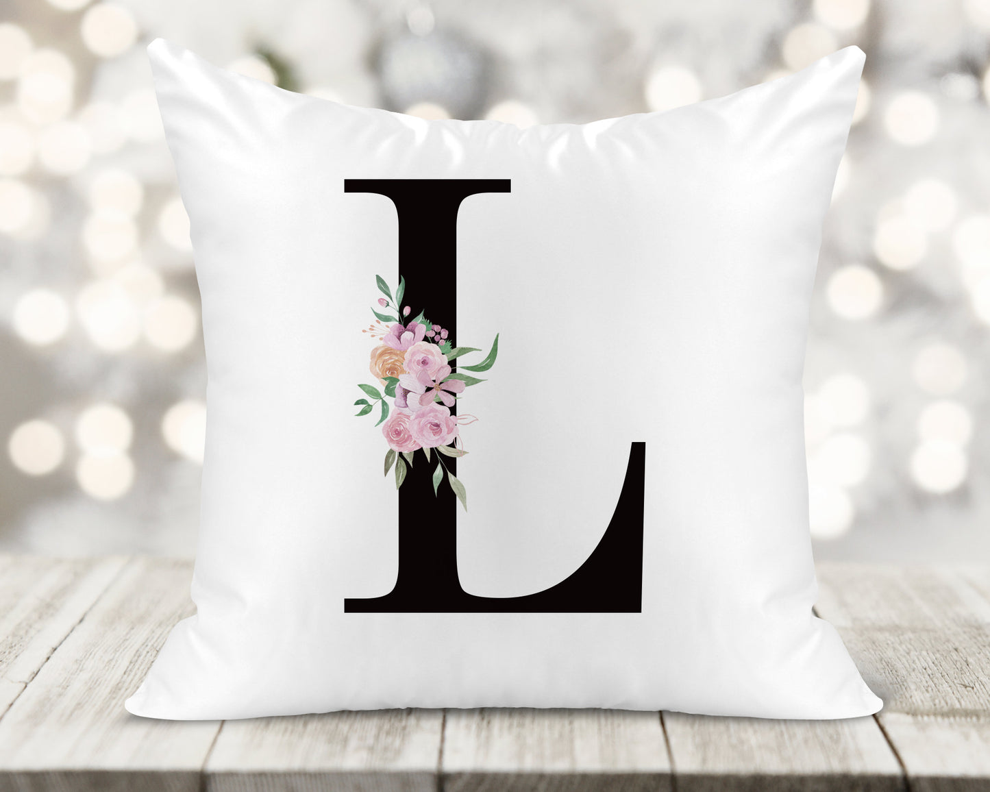 Initial Printed Cushion - Black