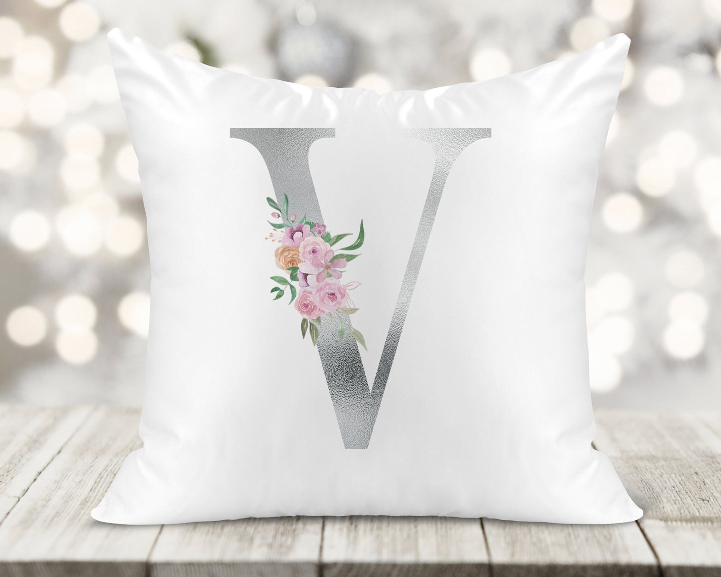 Initial Printed Cushion - Silver