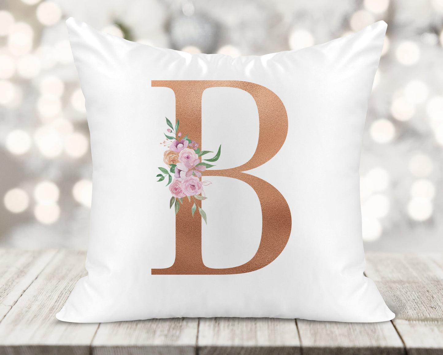 Initial Printed Cushion Cover - Rose Gold