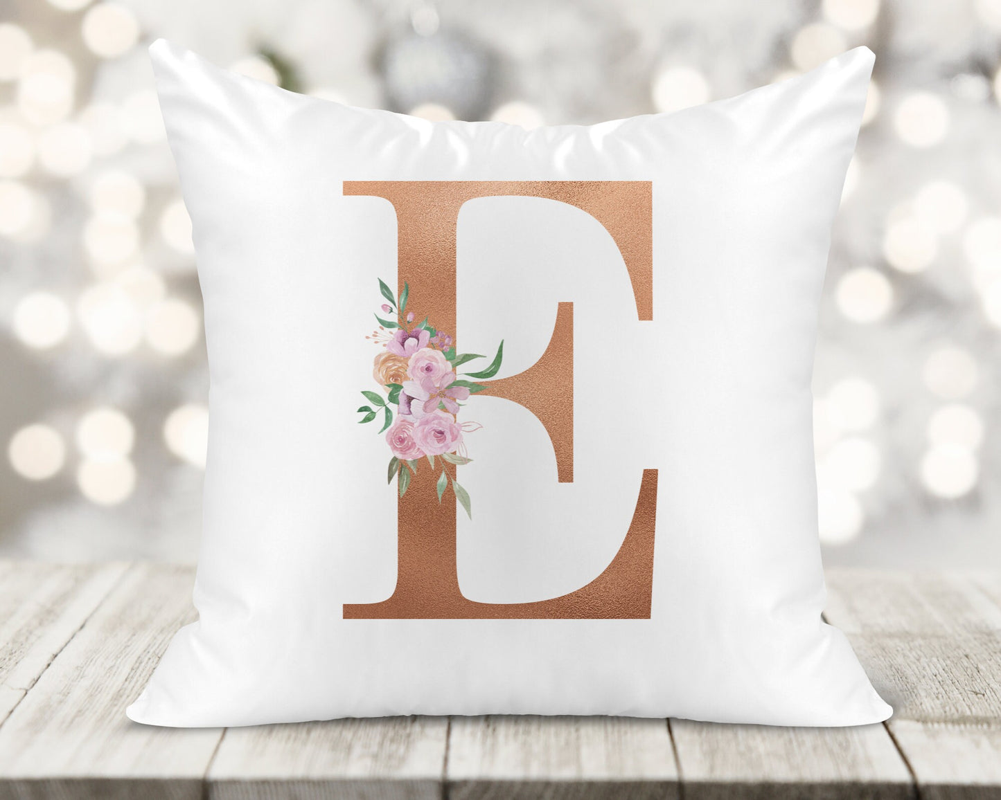 Initial Printed Cushion - Rose Gold