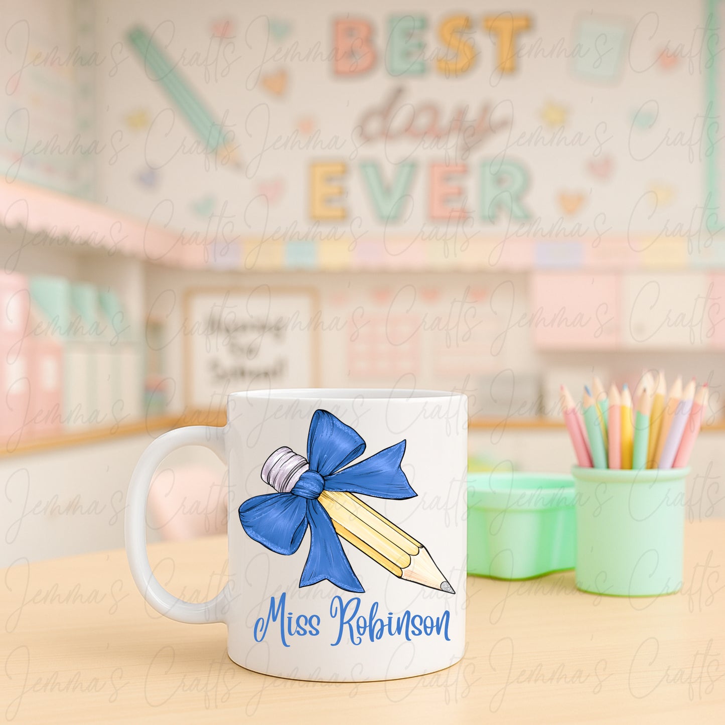 Teacher Bow Pencil Mug