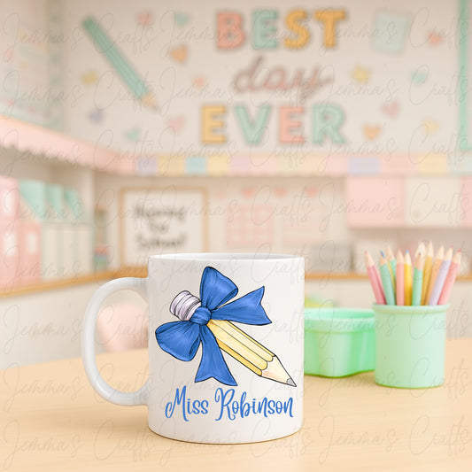 Teacher Bow Pencil Mug