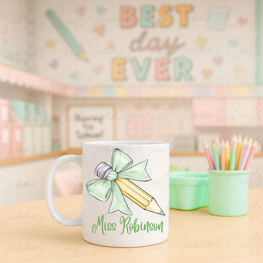 Teacher Bow Pencil Mug