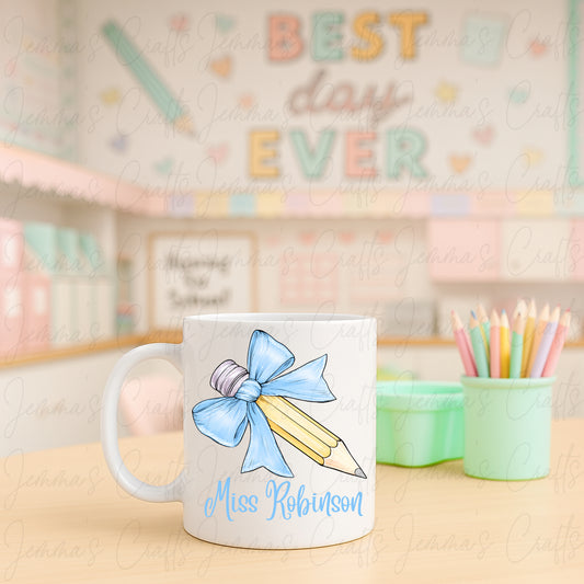 Teacher Bow Pencil Mug