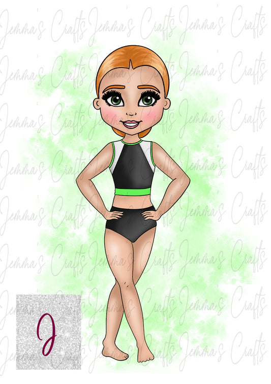 CAITLIN - GYMNAST - BLACK AND GREEN