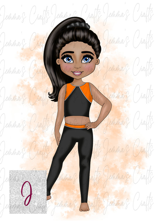 CAITLIN - GYMNAST - ORANGE AND BLACK