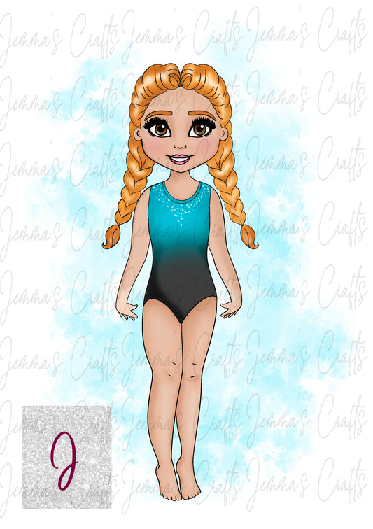 CAITLIN - GYMNAST - BLACK AND TURQUOISE