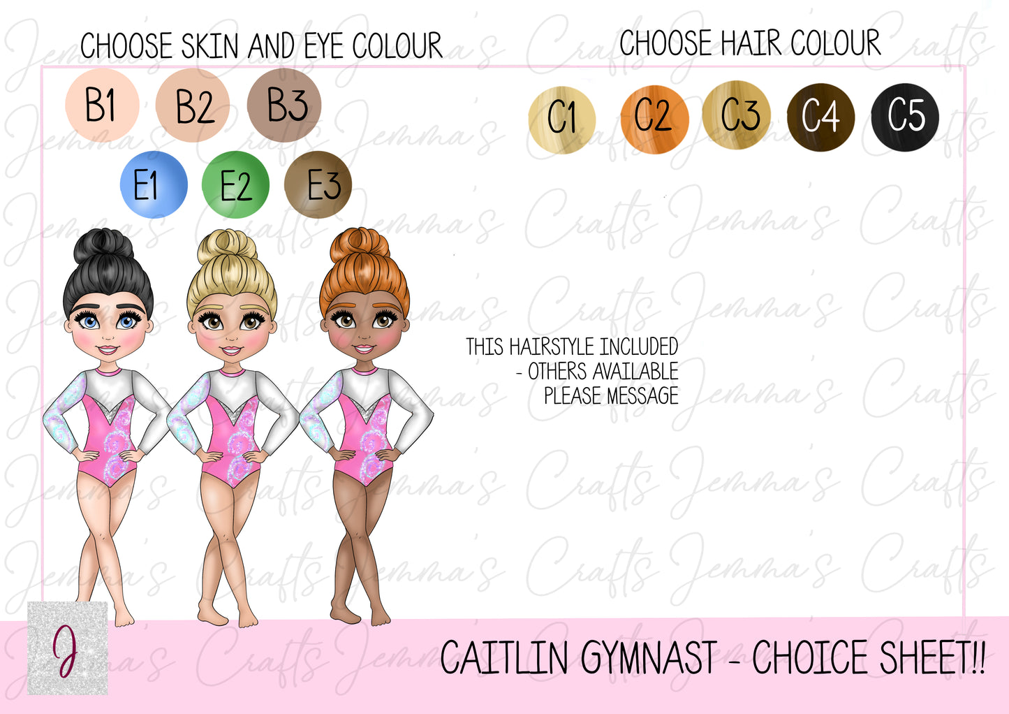 CAITLIN - GYMNAST - PASTEL PINK AND WHITE