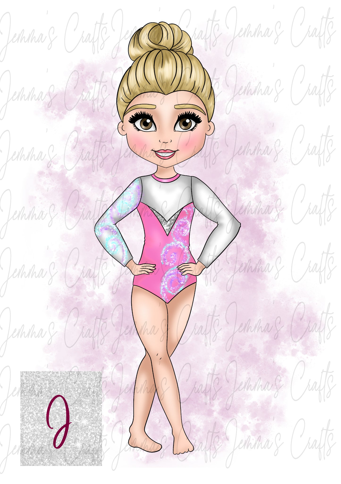 CAITLIN - GYMNAST - PASTEL PINK AND WHITE