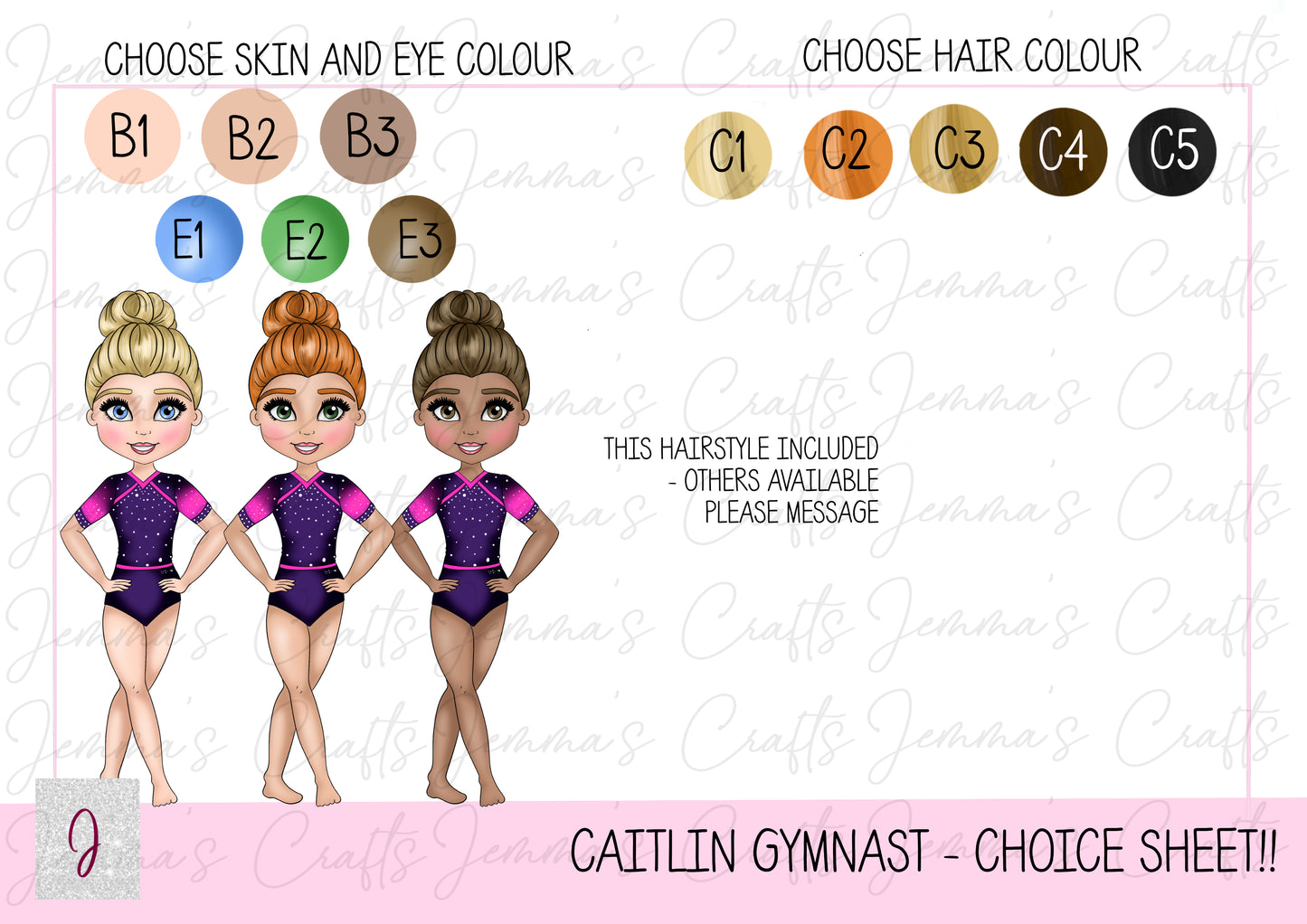 CAITLIN - GYMNAST - PURPLE AND PINK