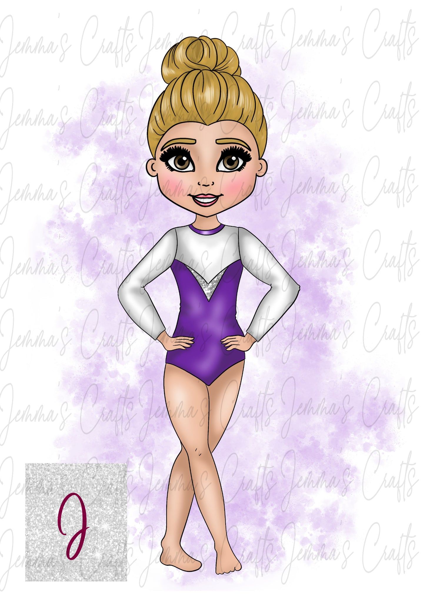 CAITLIN - GYMNAST - WHITE AND PURPLE