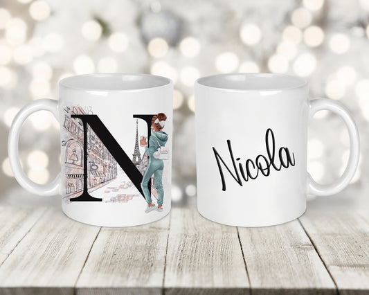 Paris Initial Printed Mug