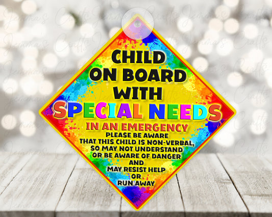 Special Needs Car Sign