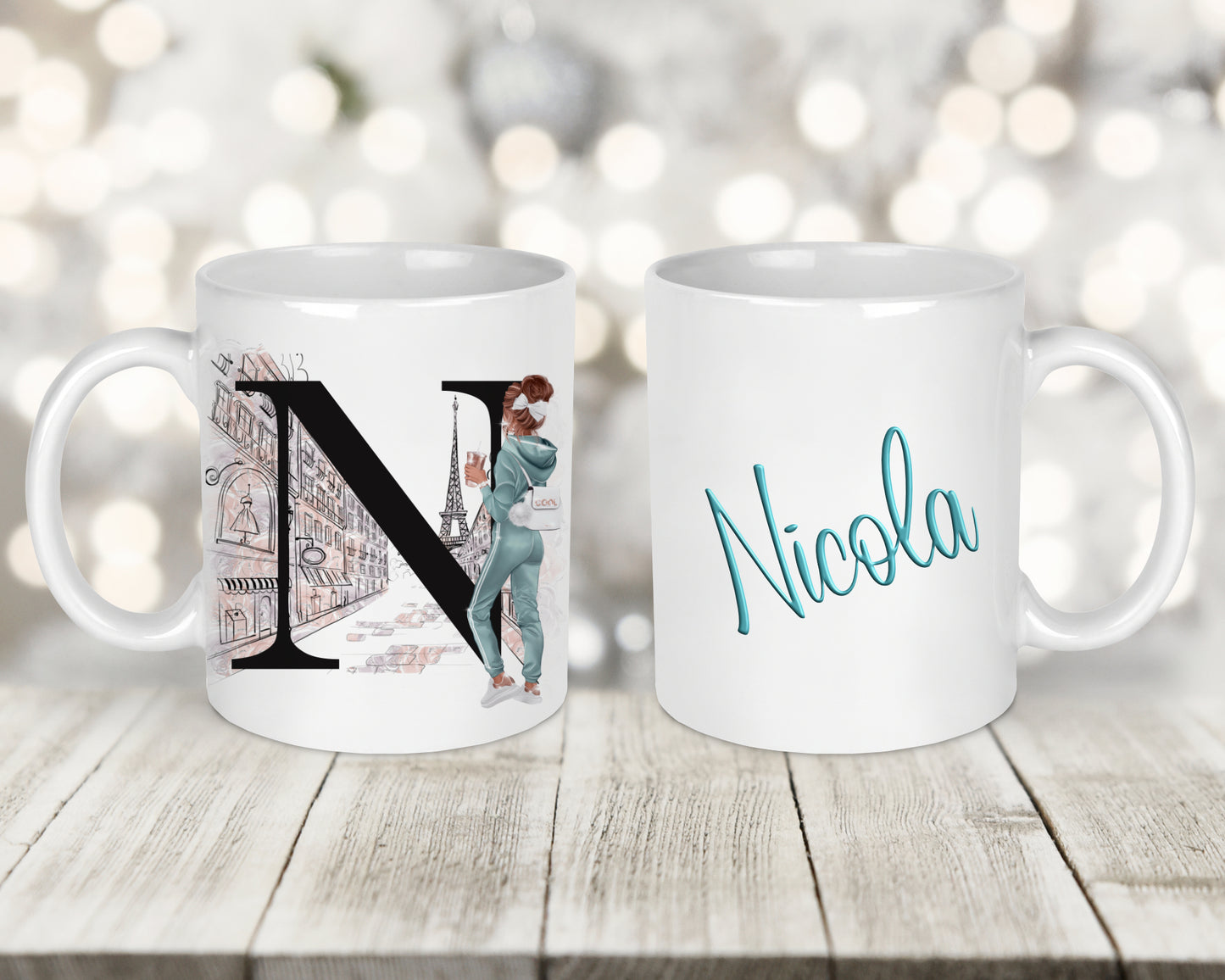 Paris Initial Printed Mug