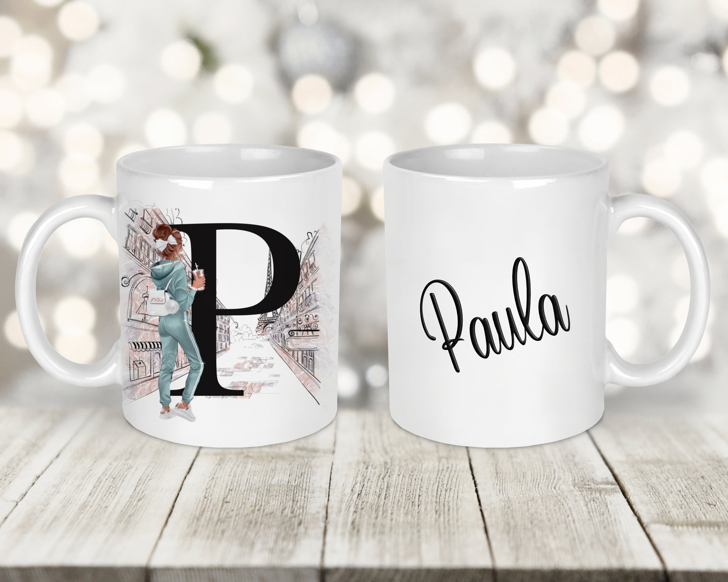 Paris Initial Printed Mug