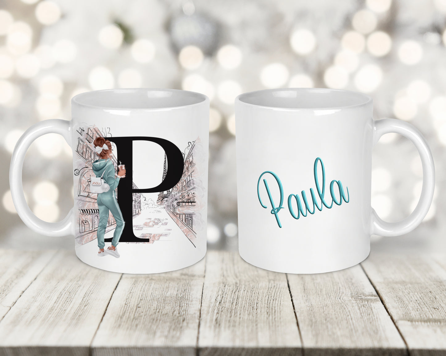 Paris Initial Printed Mug