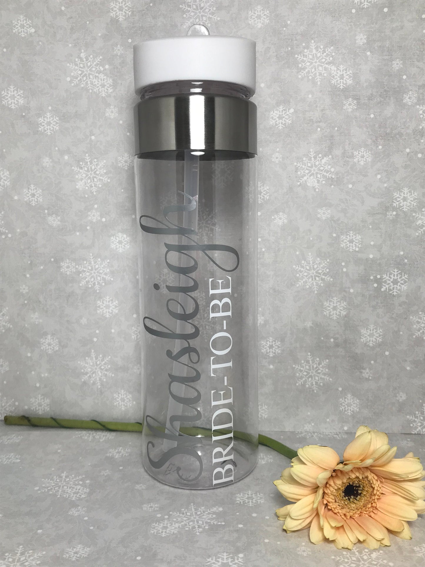 Personalised Wedding Party Water Bottles - Silver