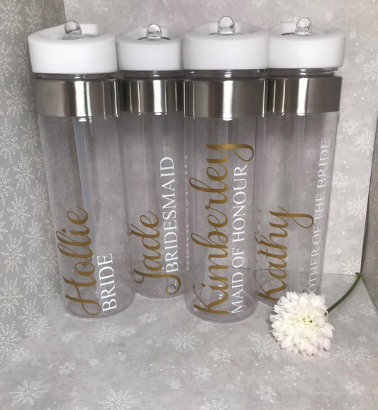 Personalised Wedding Party Water Bottles - Gold