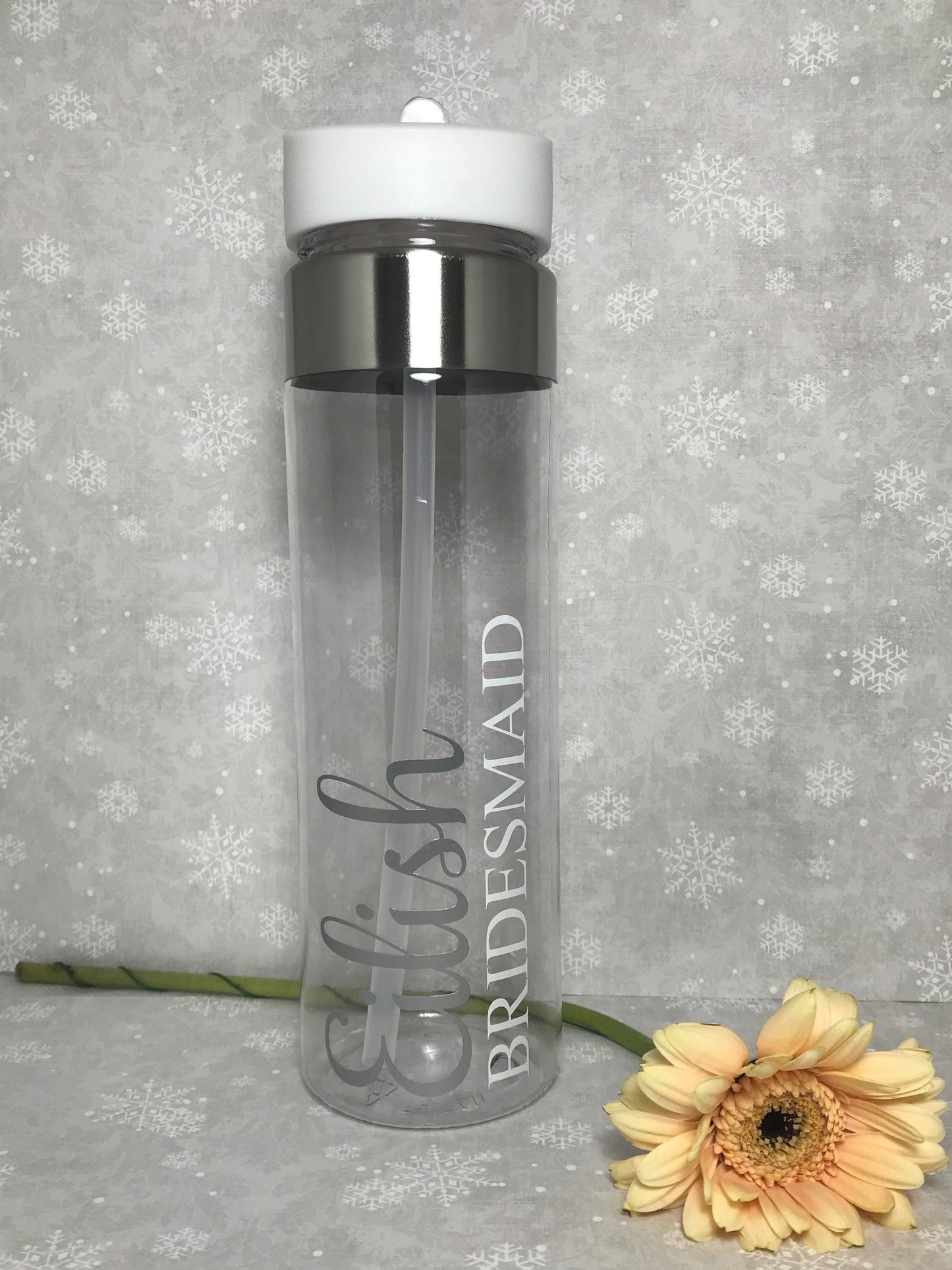 Personalised Wedding Party Water Bottles - Silver