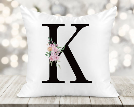 Initial Printed Cushion Cover - Black
