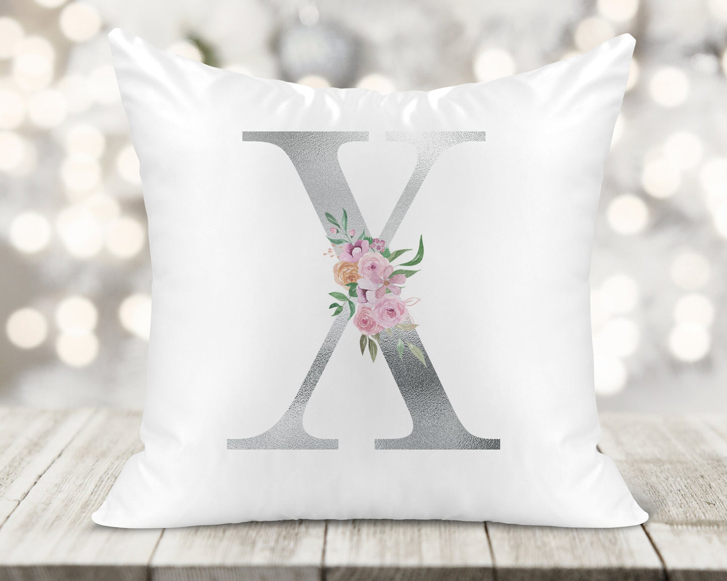 Initial Printed Cushion - Silver