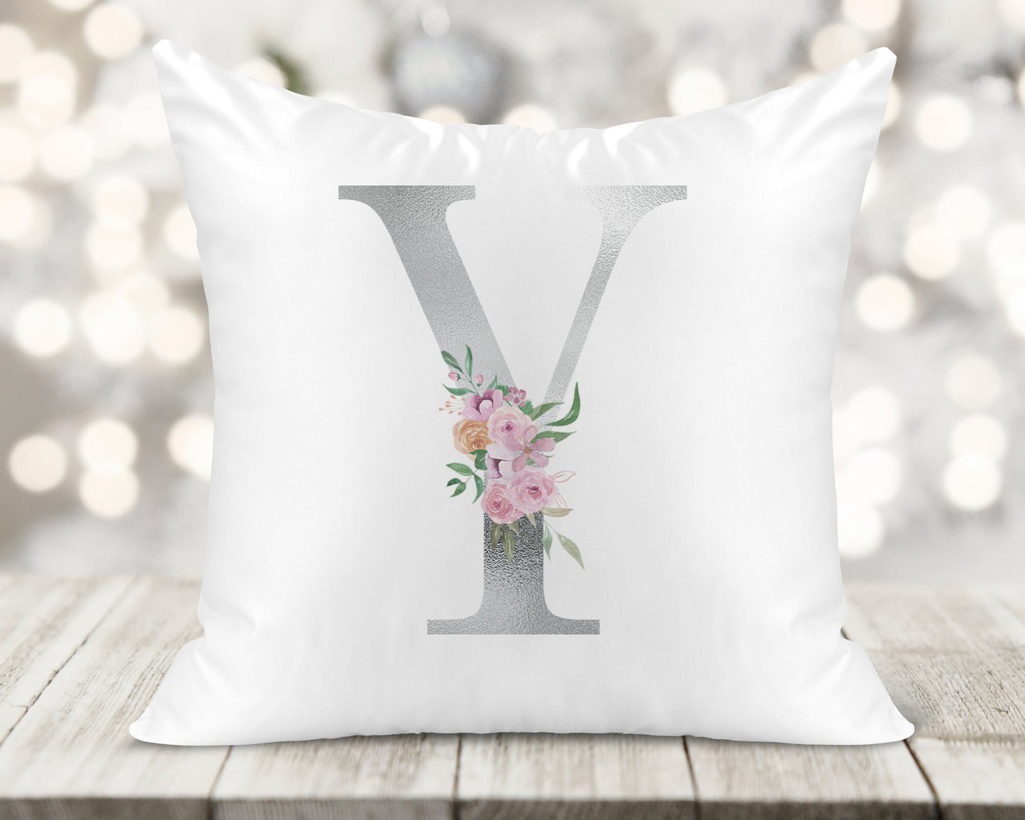 Initial Printed Cushion - Silver