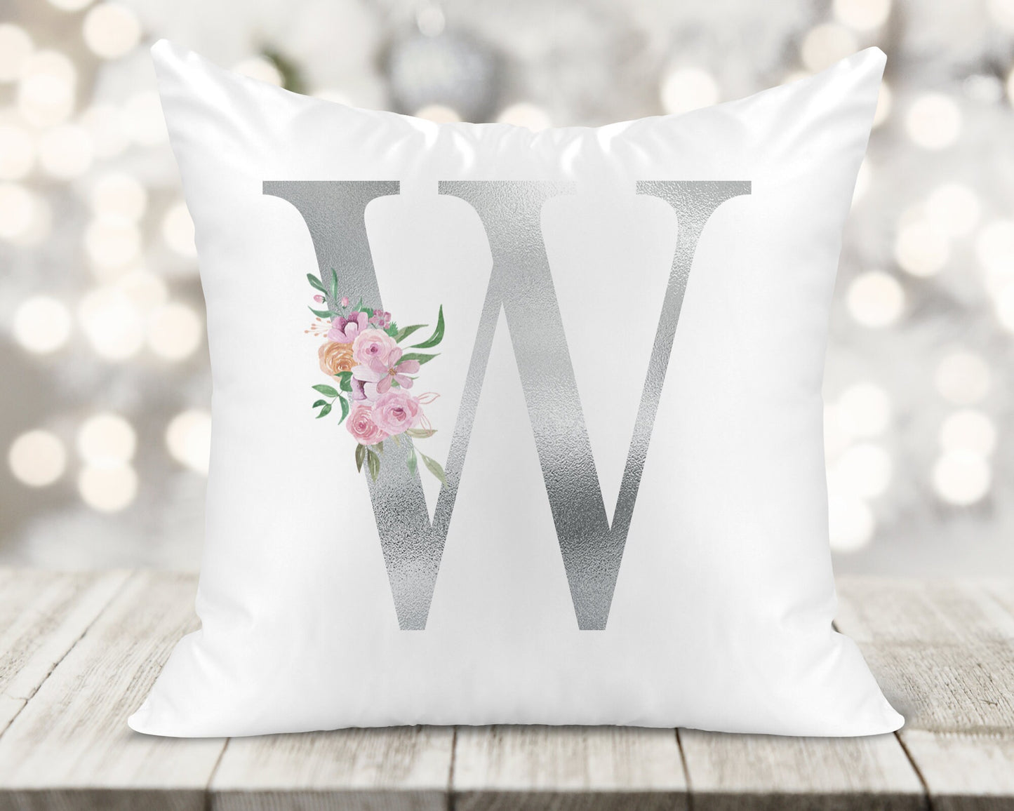 Initial Printed Cushion - Silver
