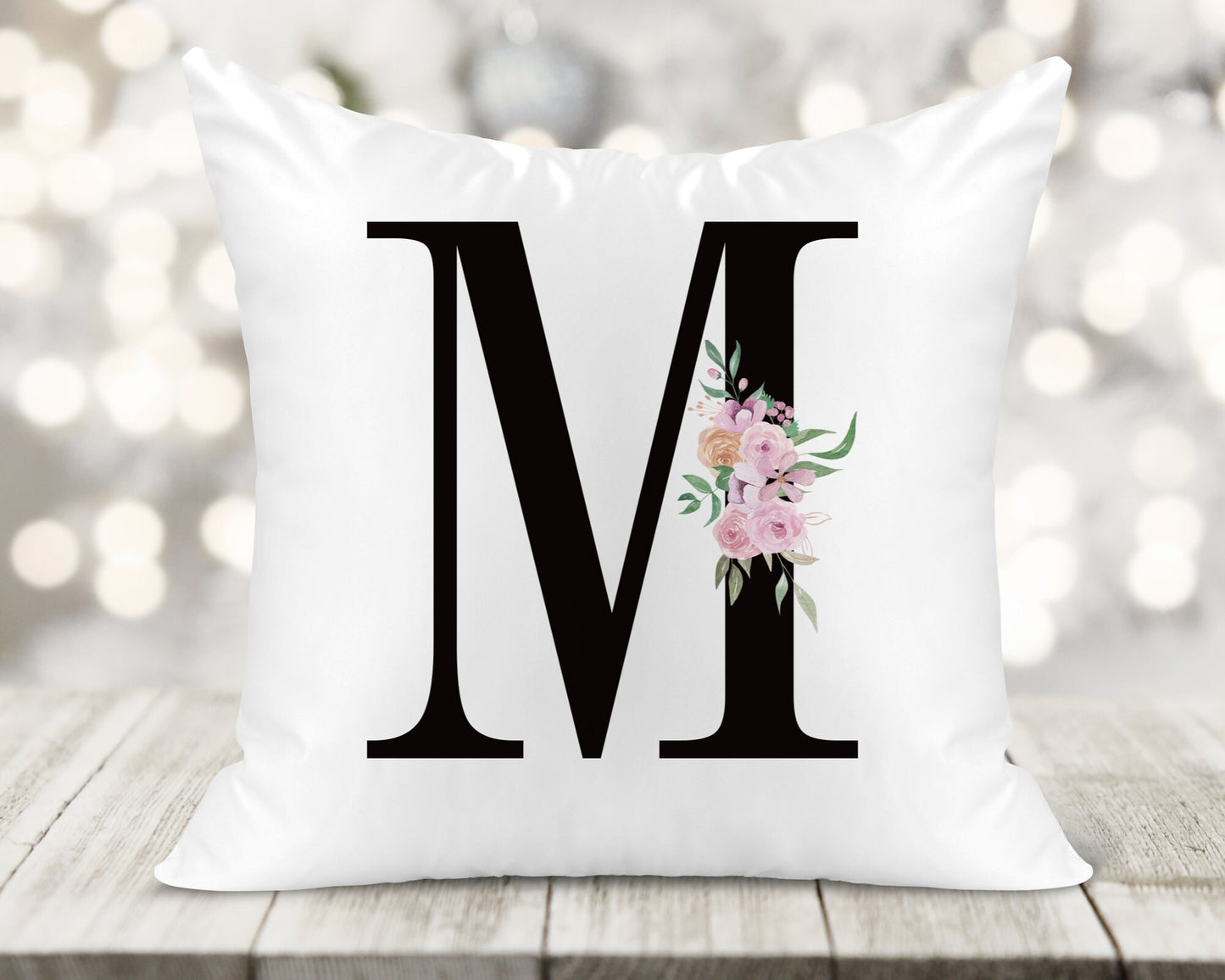 Initial Printed Cushion - Black