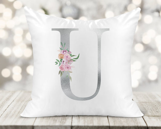 Initial Printed Cushion - Silver