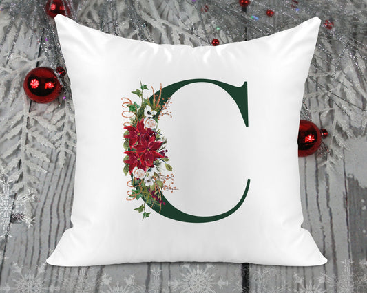 Christmas Initial Printed Cushion - Green
