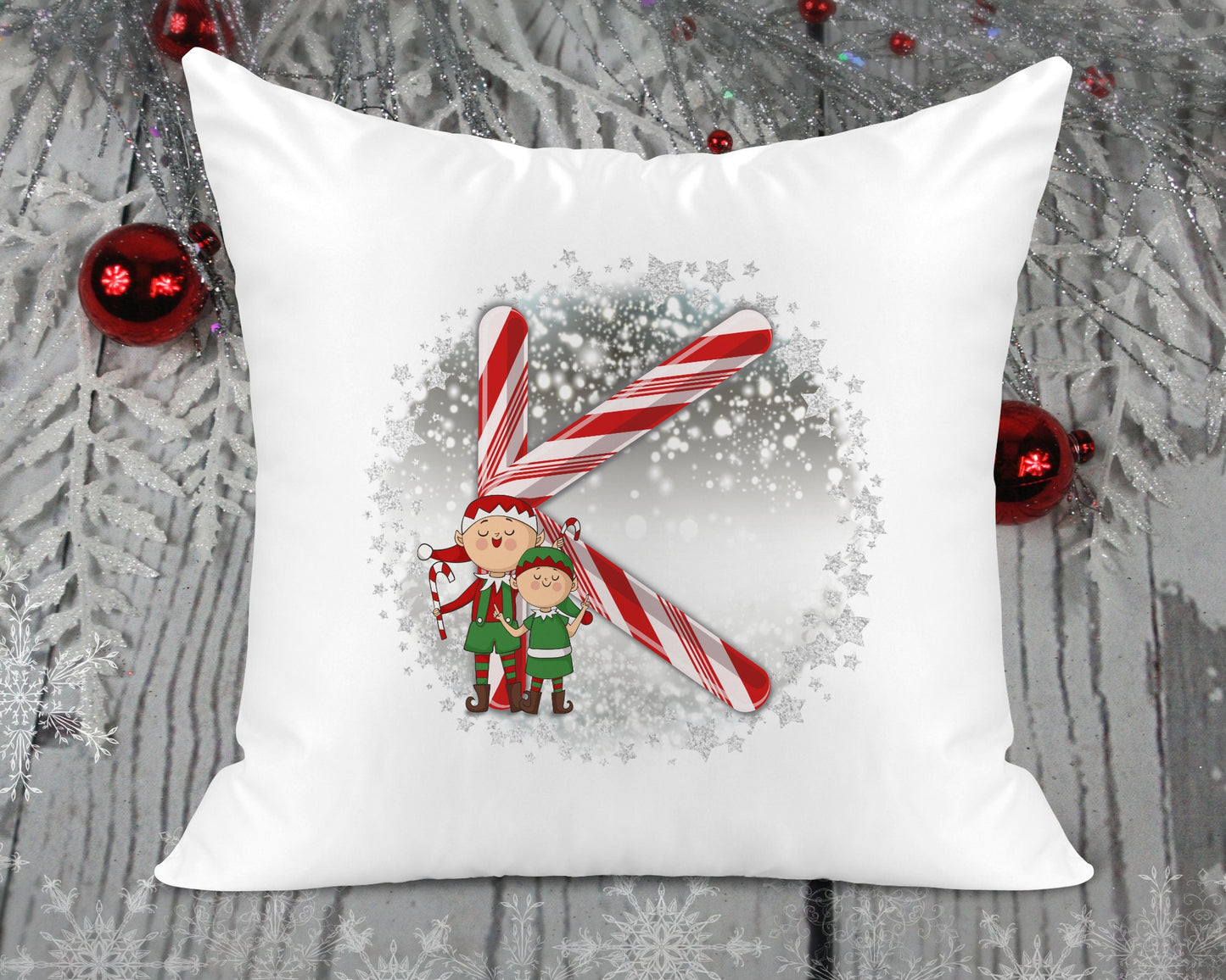 CANDY CANE COLLECTION - Christmas Initial Cushion