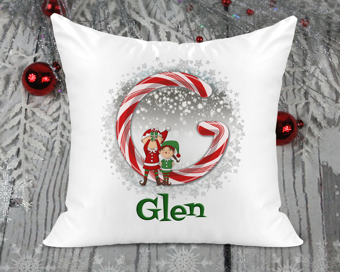 CANDY CANE COLLECTION - Christmas Initial Cushion Personalised