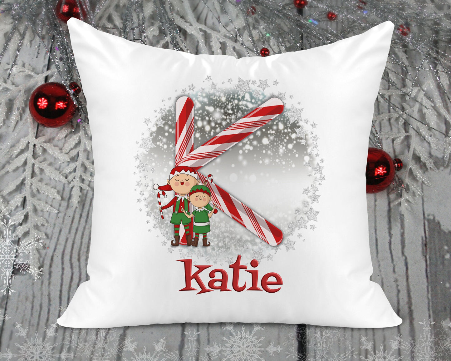 CANDY CANE COLLECTION - Christmas Initial Cushion Personalised