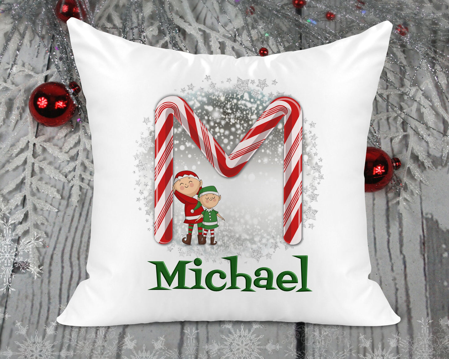 CANDY CANE COLLECTION - Christmas Initial Cushion Personalised