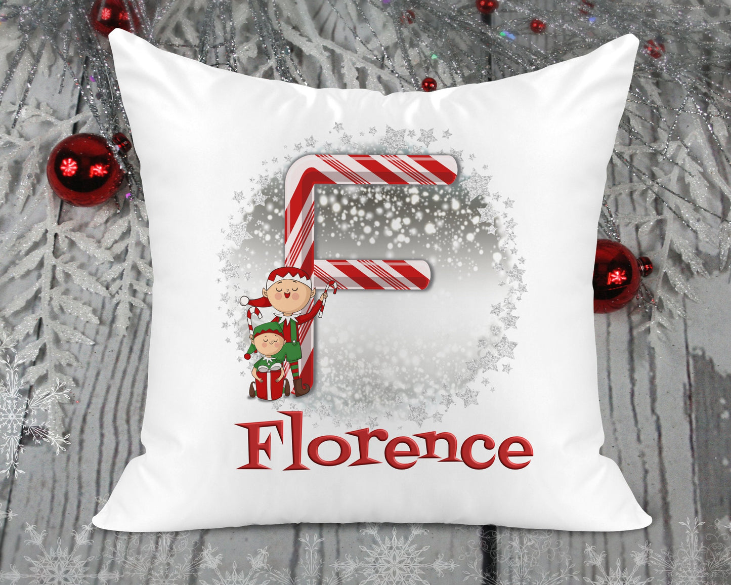 CANDY CANE COLLECTION - Christmas Initial Cushion Cover