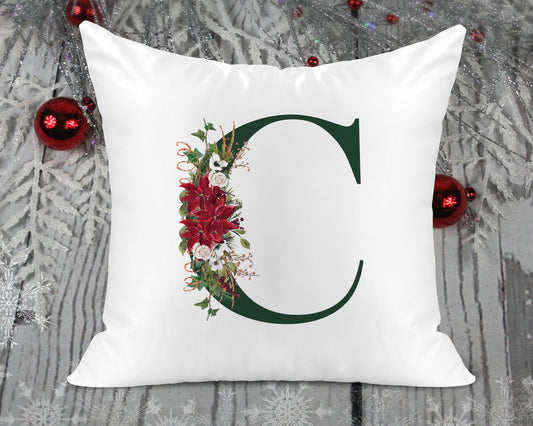 Christmas Initial Printed Cushion Cover - Green