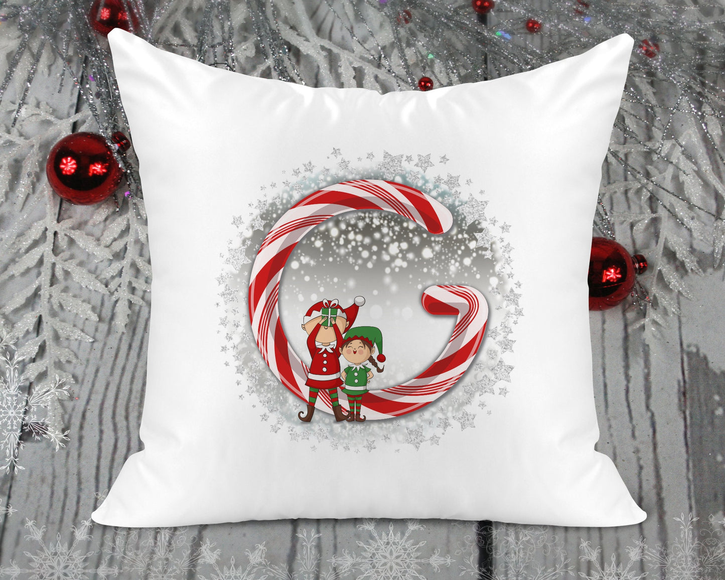 CANDY CANE COLLECTION - Christmas Initial Cushion