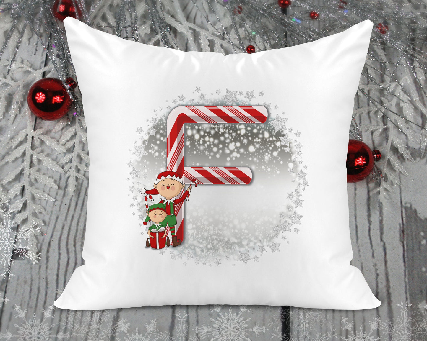 CANDY CANE COLLECTION - Christmas Initial Cushion