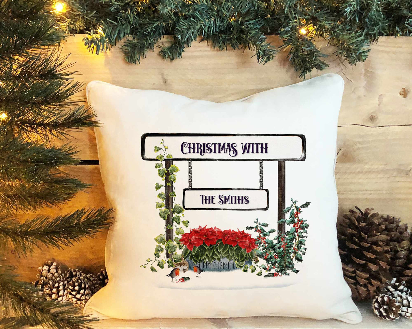 Christmas Street Signs Family Cushion