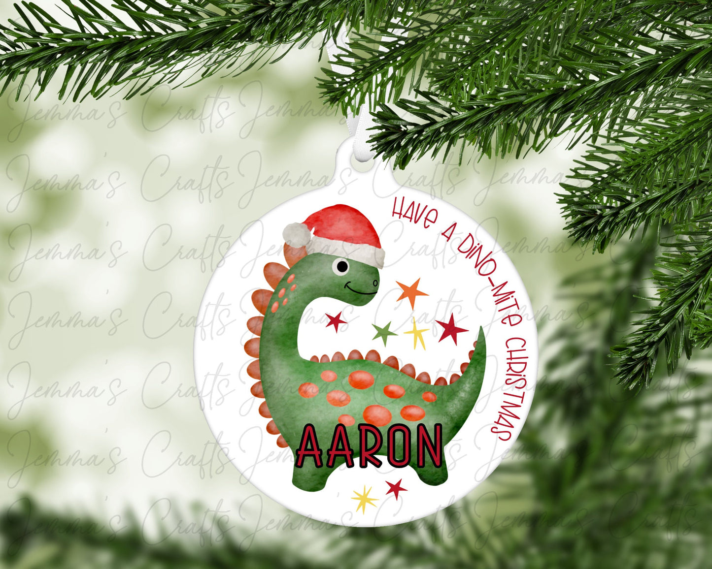 Personalised Christmas Dinosaur Bauble