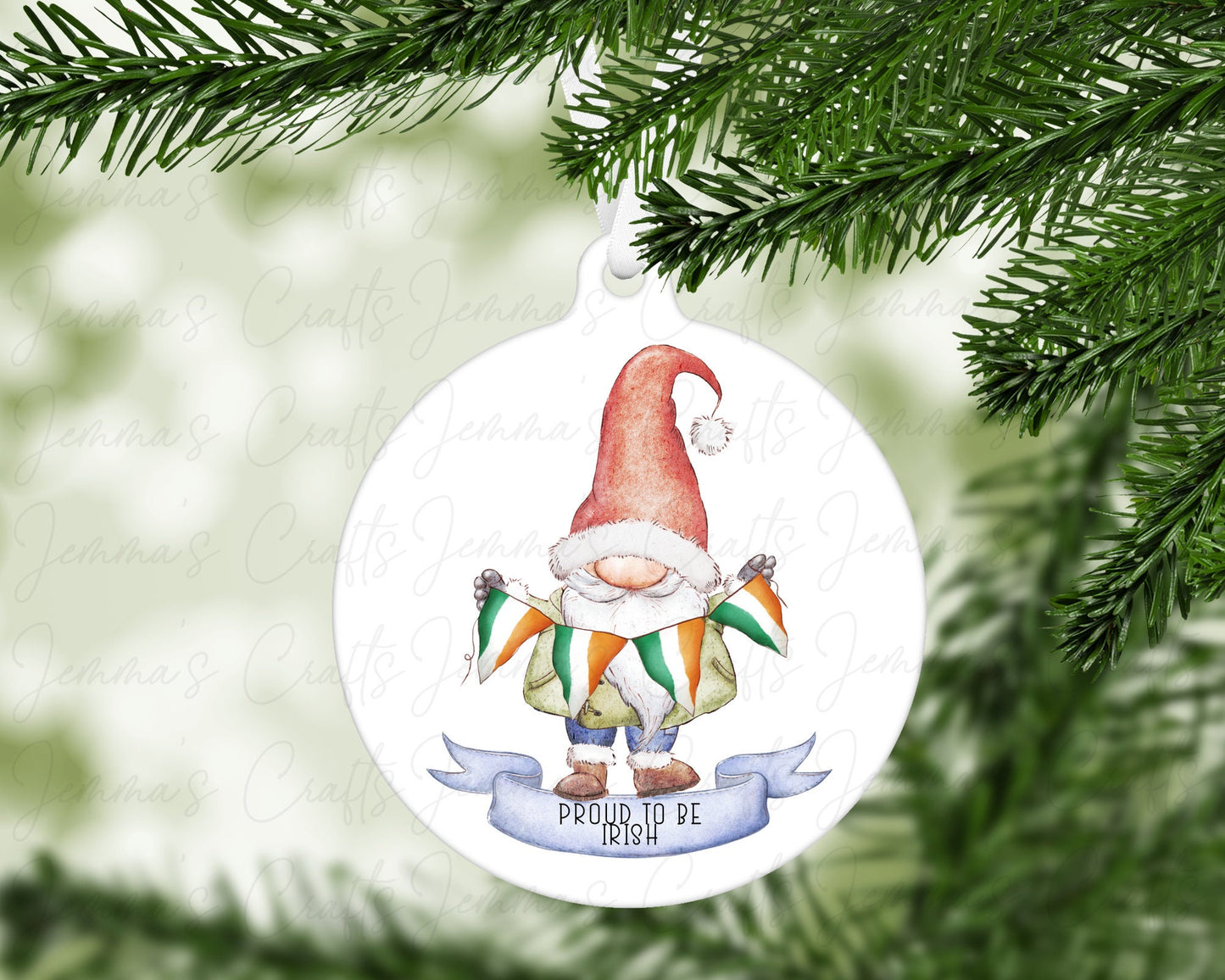 Personalised Christmas Gnome Bauble - Proud To Be Irish