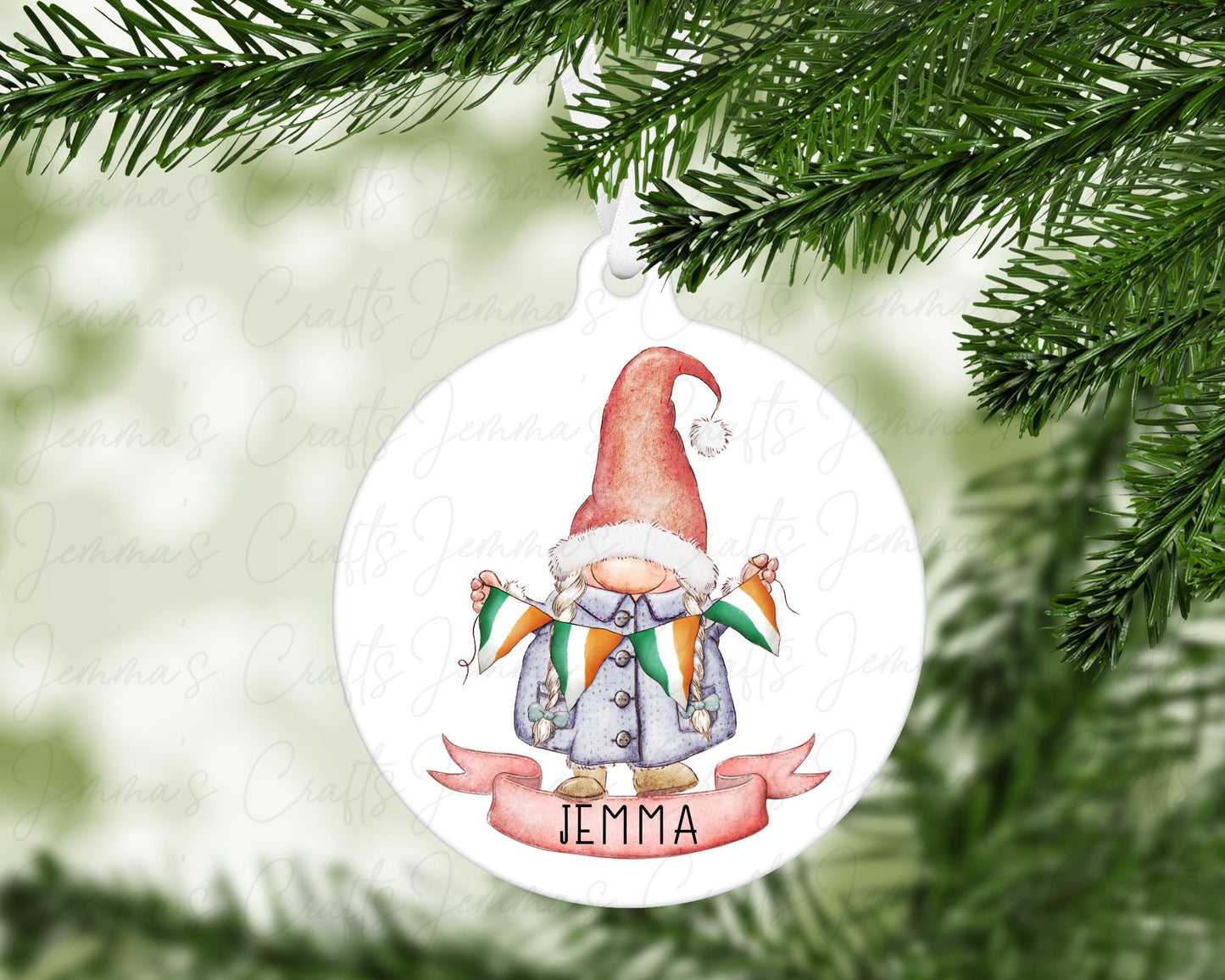 Personalised Christmas Gnome Bauble - Proud To Be Irish