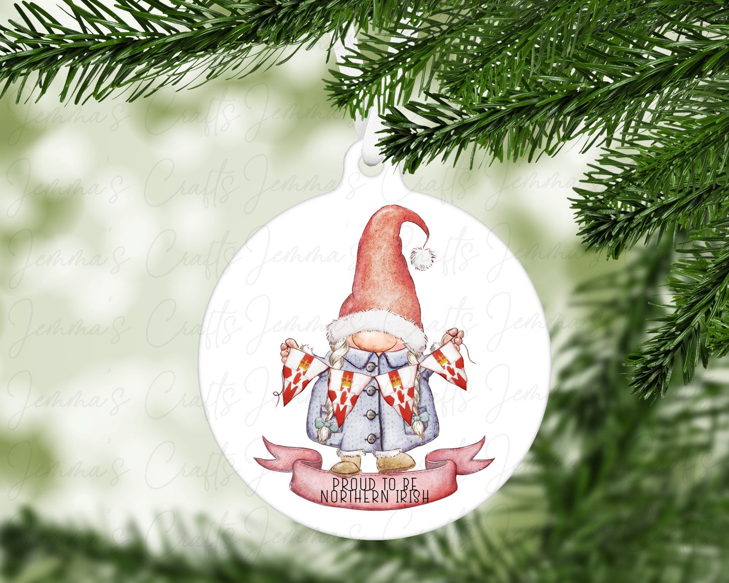 Personalised Christmas Gnome Bauble - Proud To Be Northern Irish