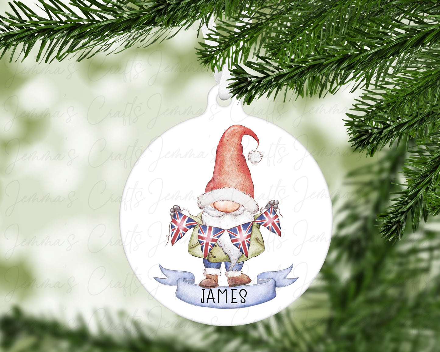 Personalised Christmas Gnome Bauble - Proud To Be British